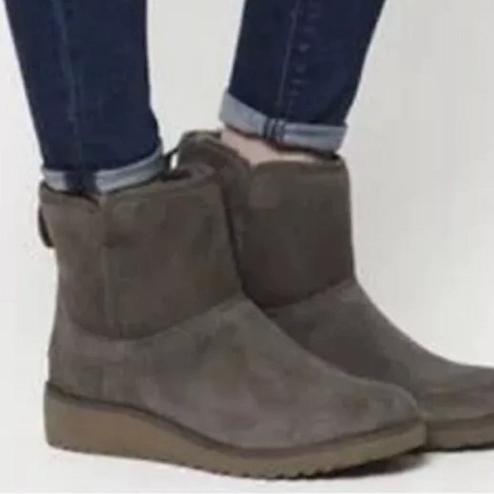 UGG KRISTIN SUEDE UGG BOOTS GREY 10 wedge platform excellent